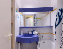 bathroom, sink, wall, indoor, plumbing fixture, shower, bathtub, medical equipment, tap